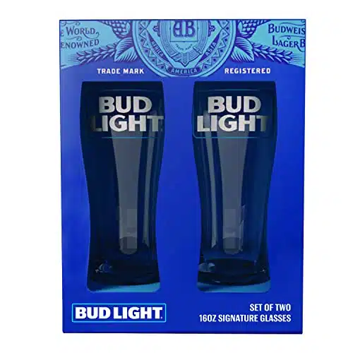 Bud Light Signature Beer Glasses, Beer Glass Set For Beverages, Soda, Water, Holds Ounces, Pack