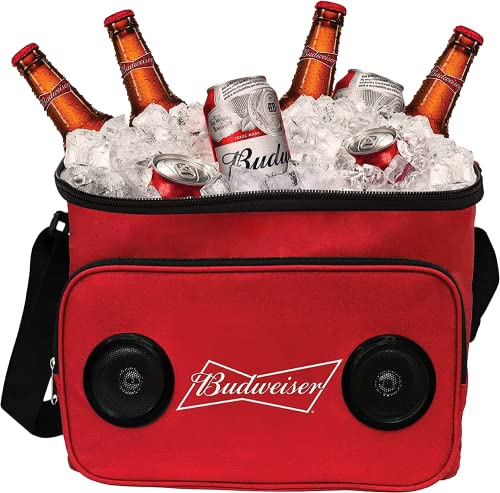 Budweiser Soft Cooler Bag With Built In Rechargeable Wireless Bluetooth Speakers Foldable And Portable Durable And Material Compatible For Smartphones, Tablets & Mpplayers